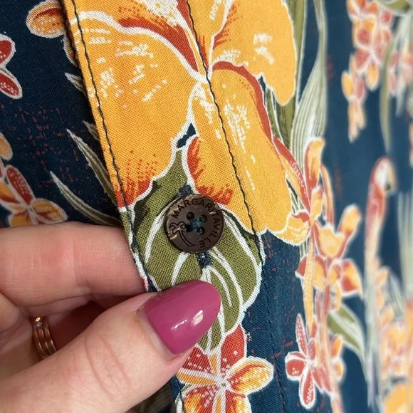 Margaritaville Mens Hawaiian Shirt Rayon Parrots Floral Tropic Jimmy Buffett - Picture 5 of 9